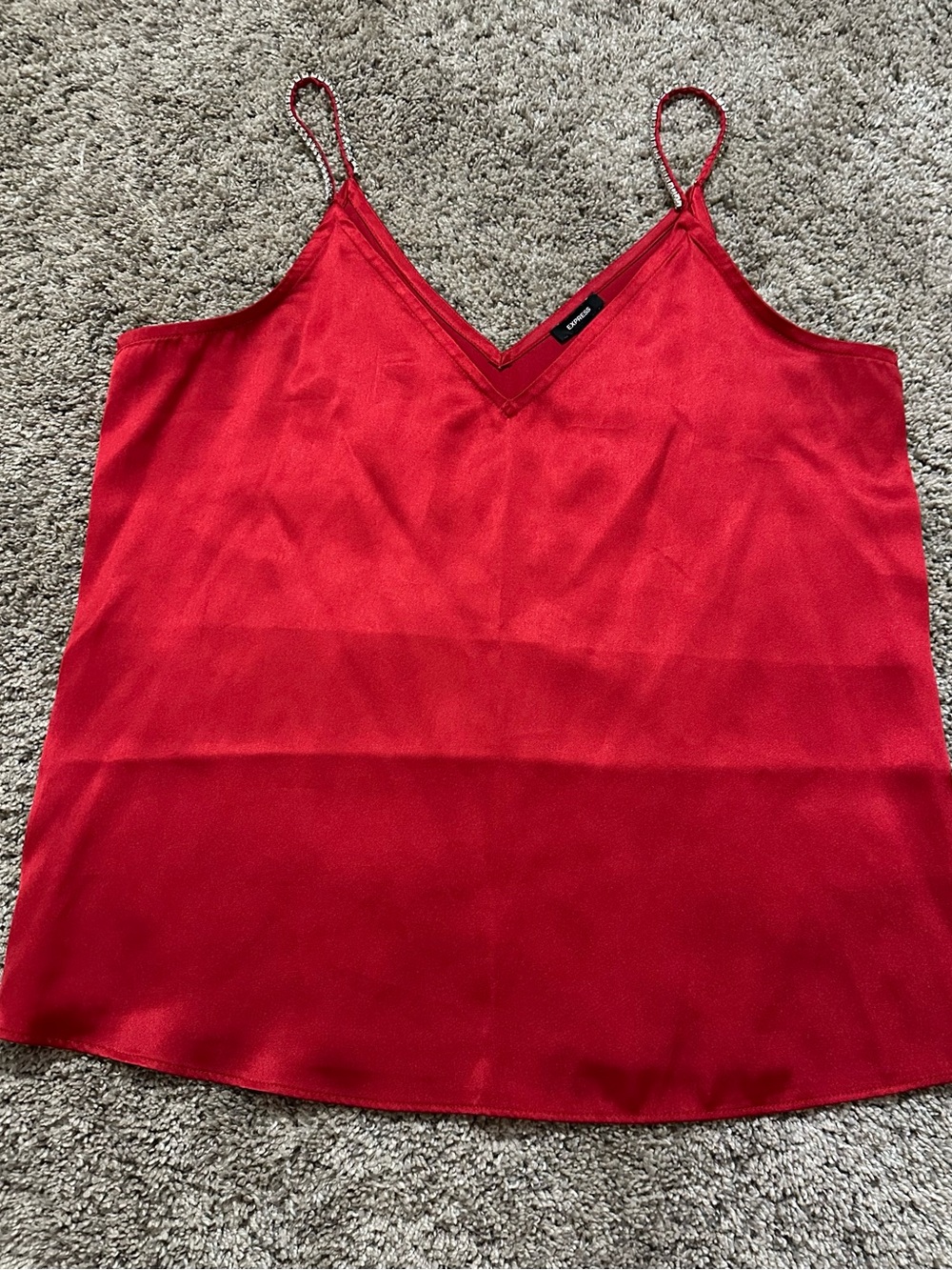 Express Red Satin V-Neck Cami